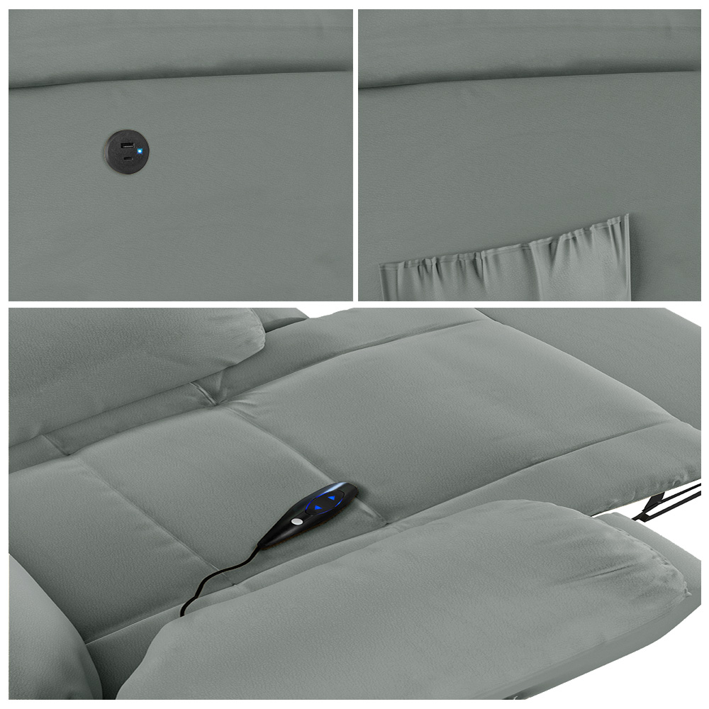 Poltrona do Papai Reclinável Sala de Cinema Madrid Controle Power Elétrico USB PU Cinza  G23