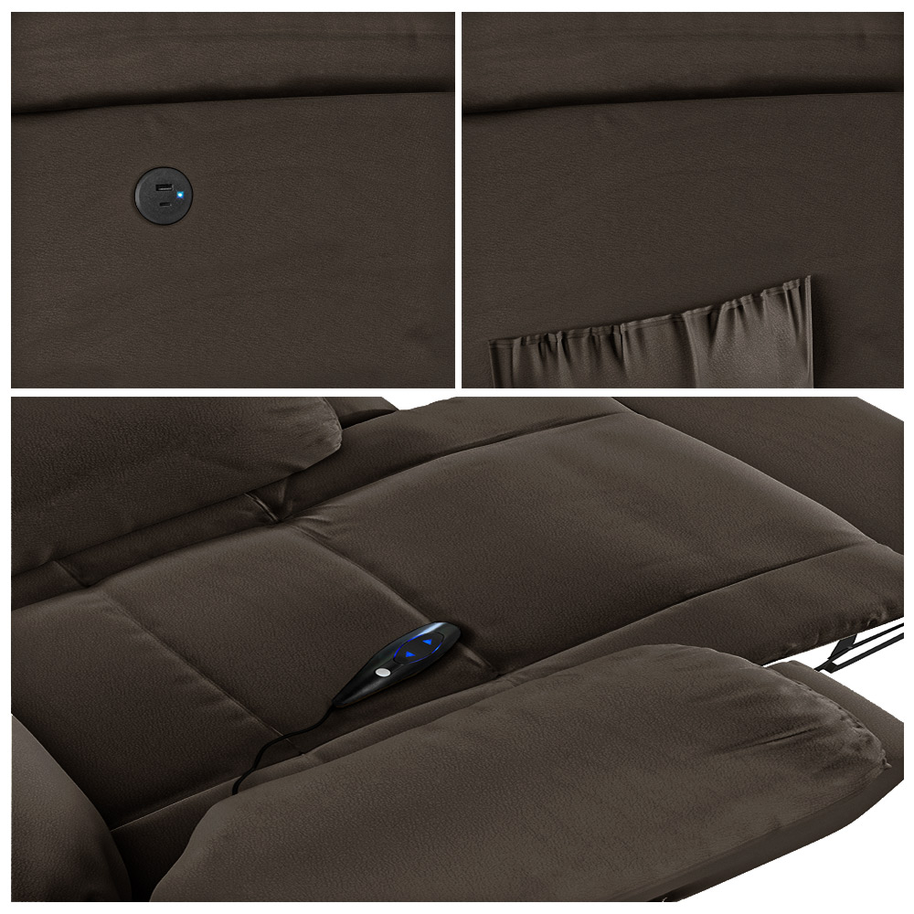 Poltrona do Papai Reclinável Sala de Cinema Madrid Controle Power Elétrico USB PU Marrom  G23