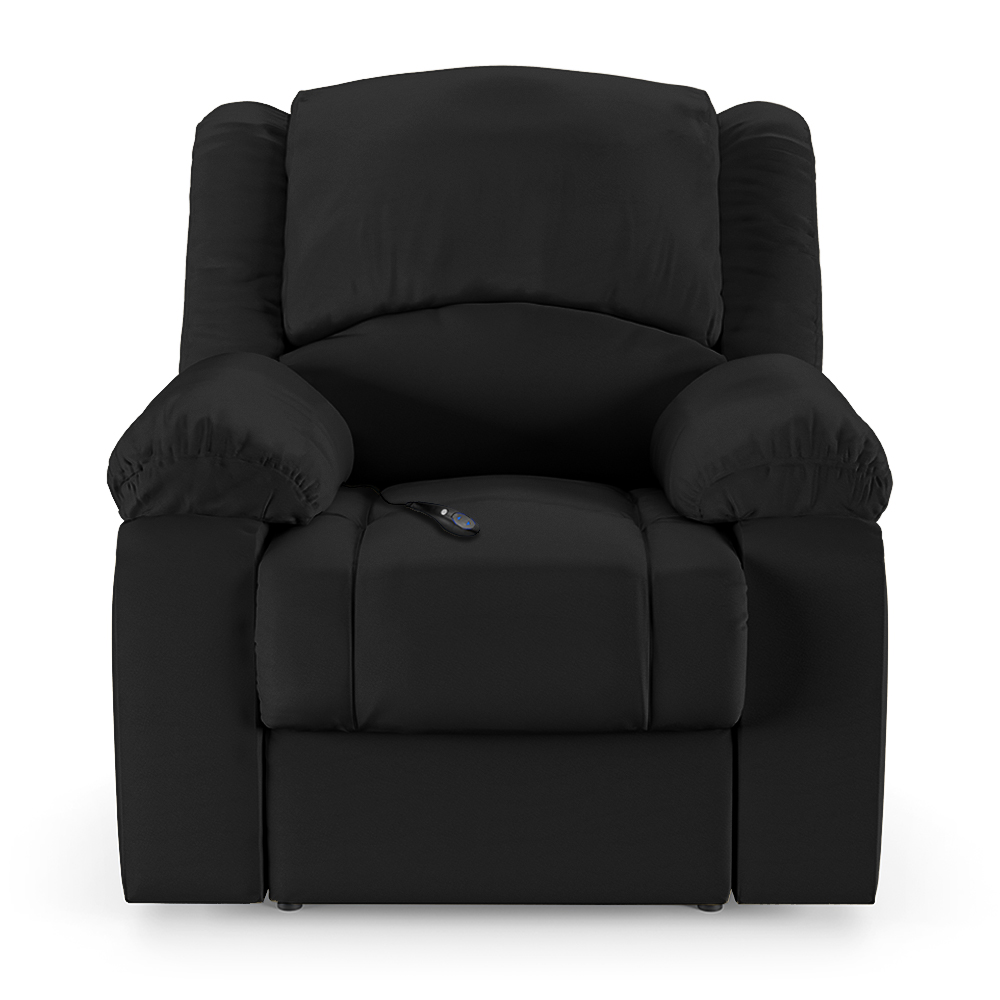 Poltrona do Papai Reclinável Sala de Cinema Madrid Controle Power Elétrico USB PU Preto  G23