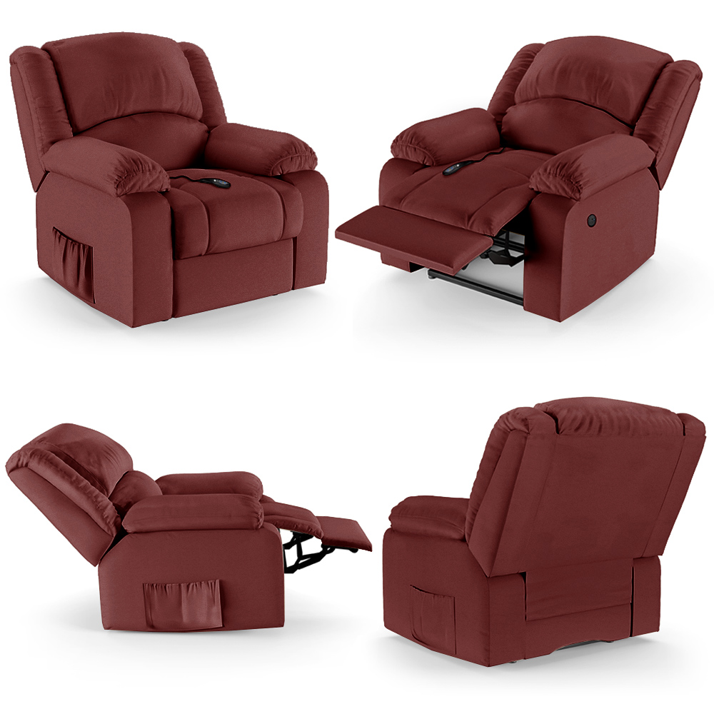 Poltrona do Papai Reclinável Sala de Cinema Madrid Controle Power Elétrico USB PU Vermelho  G23
