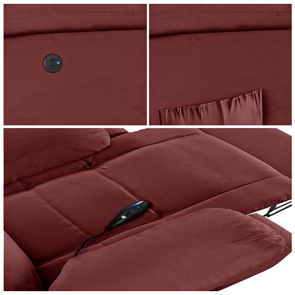 Poltrona do Papai Reclinável Sala de Cinema Madrid Controle Power Elétrico USB PU Vermelho  G23
