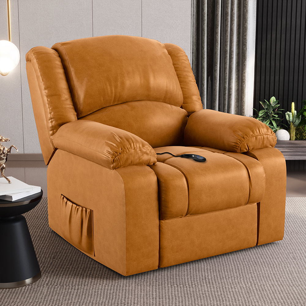 Poltrona do Papai Reclinável Sala de Cinema Madrid Controle Power Elétrico USB PU Whisky  G26