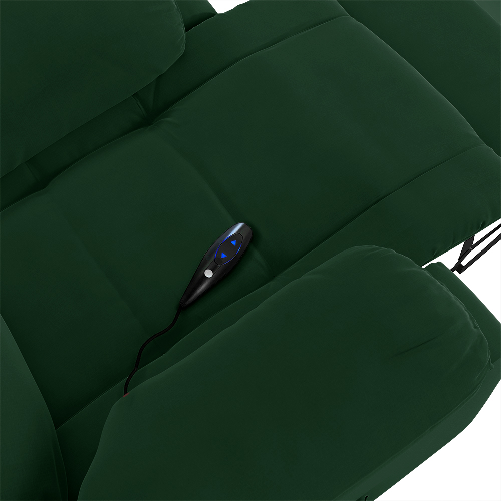 Poltrona do Papai Reclinável Sala de Cinema Madrid Controle Power Elétrico USB Veludo Verde Esmeralda  G23