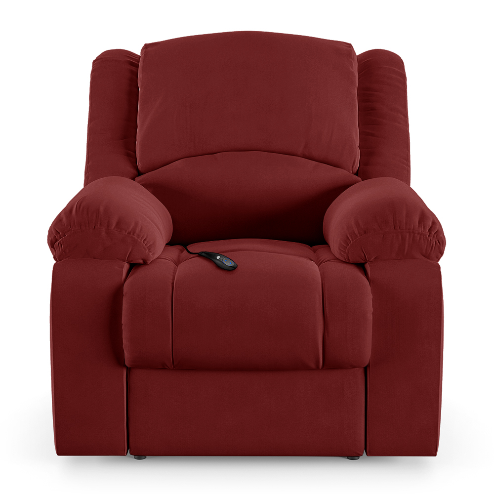 Poltrona do Papai Reclinável Sala de Cinema Madrid Controle Power Elétrico USB Veludo Vermelho  G23