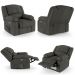 Poltrona do Papai Reclinável Sala de Cinema Madrid Elétrica Touch Massagem USB Linho Chumbo  G26