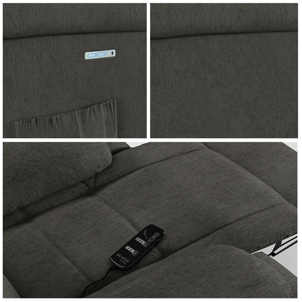 Poltrona do Papai Reclinável Sala de Cinema Madrid Elétrica Touch Massagem USB Linho Chumbo  G26