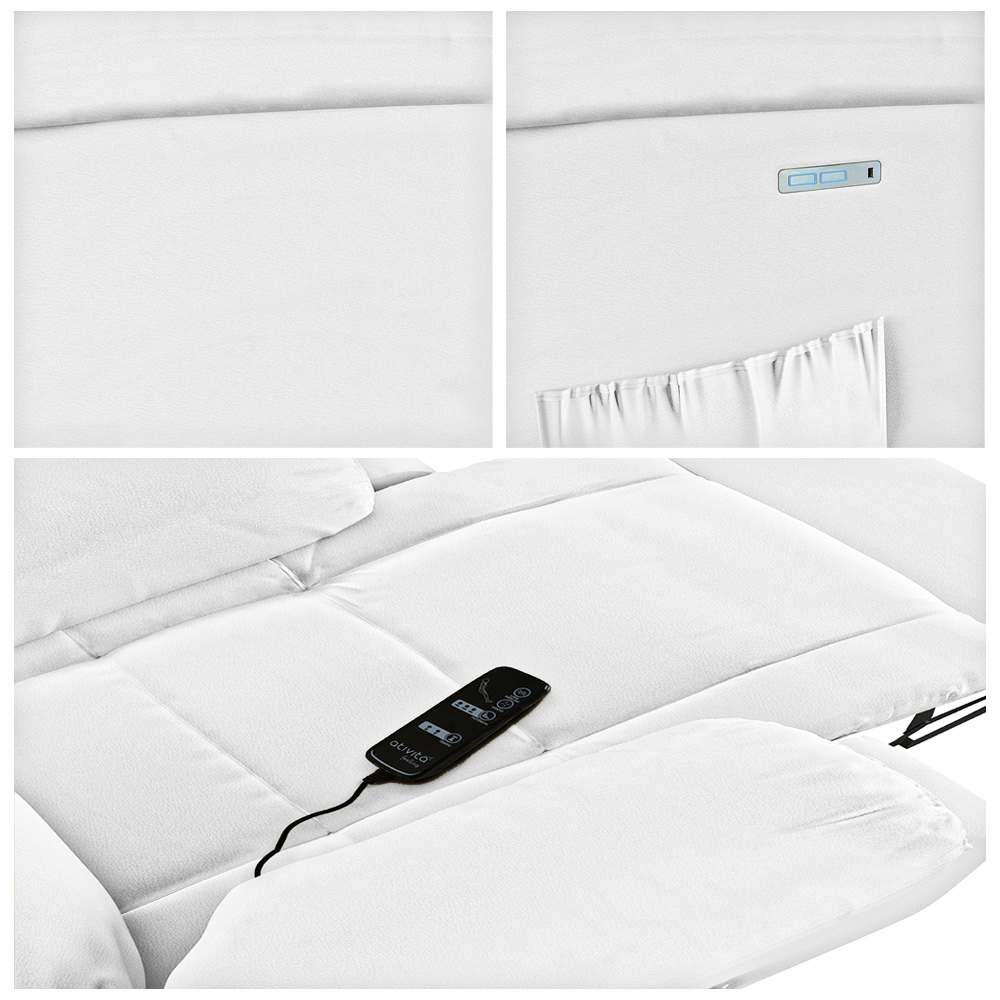 Poltrona do Papai Reclinável Sala de Cinema Madrid Elétrica Touch Massagem USB PU Branco  G23