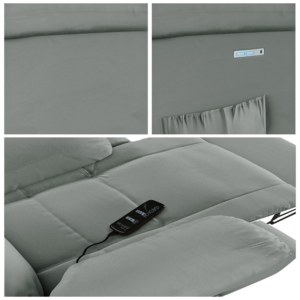 Poltrona do Papai Reclinável Sala de Cinema Madrid Elétrica Touch Massagem USB PU Cinza  G23