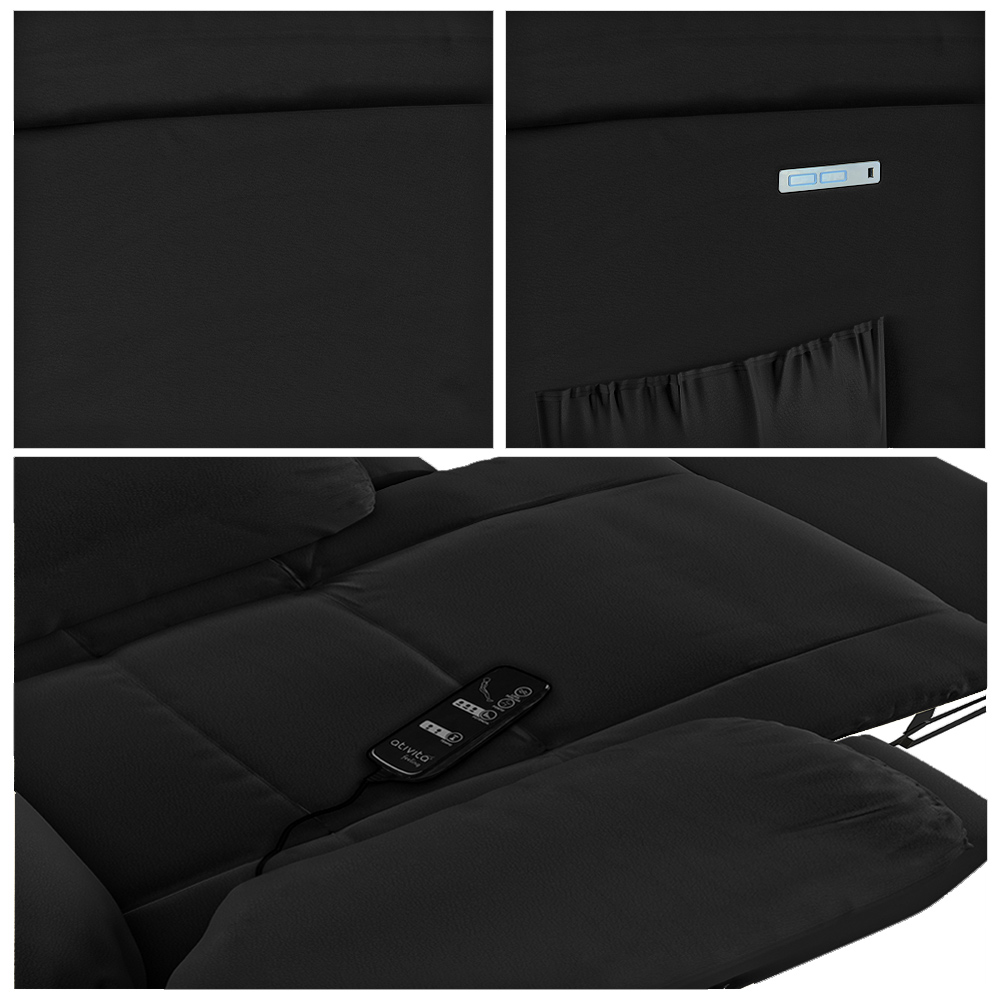 Poltrona do Papai Reclinável Sala de Cinema Madrid Elétrica Touch Massagem USB PU Preto  G23