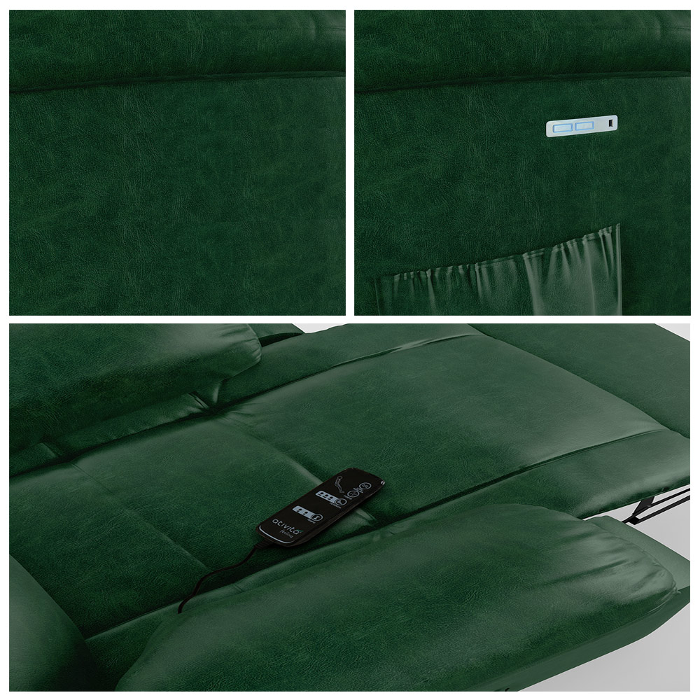 Poltrona do Papai Reclinável Sala de Cinema Madrid Elétrica Touch Massagem USB PU Verde Musgo  G26