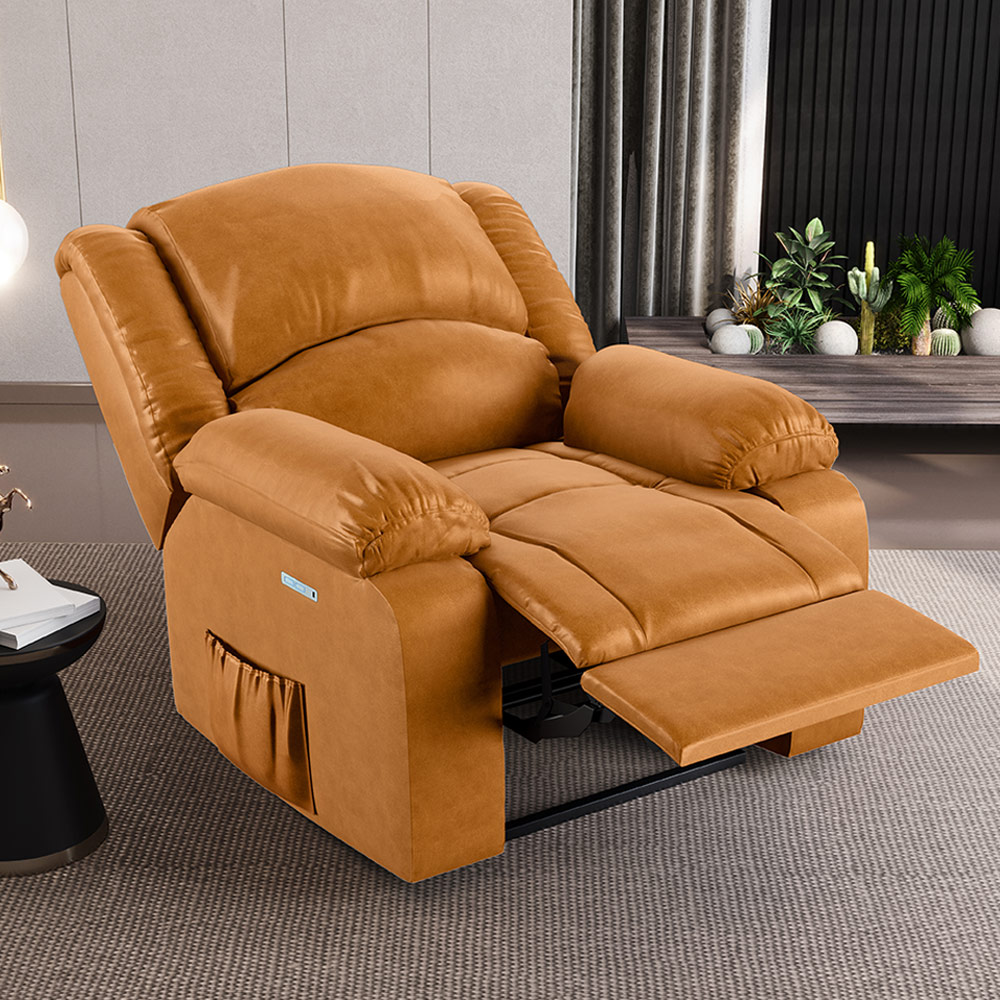 Poltrona do Papai Reclinável Sala de Cinema Madrid Elétrica Touch Massagem USB PU Whisky  G26