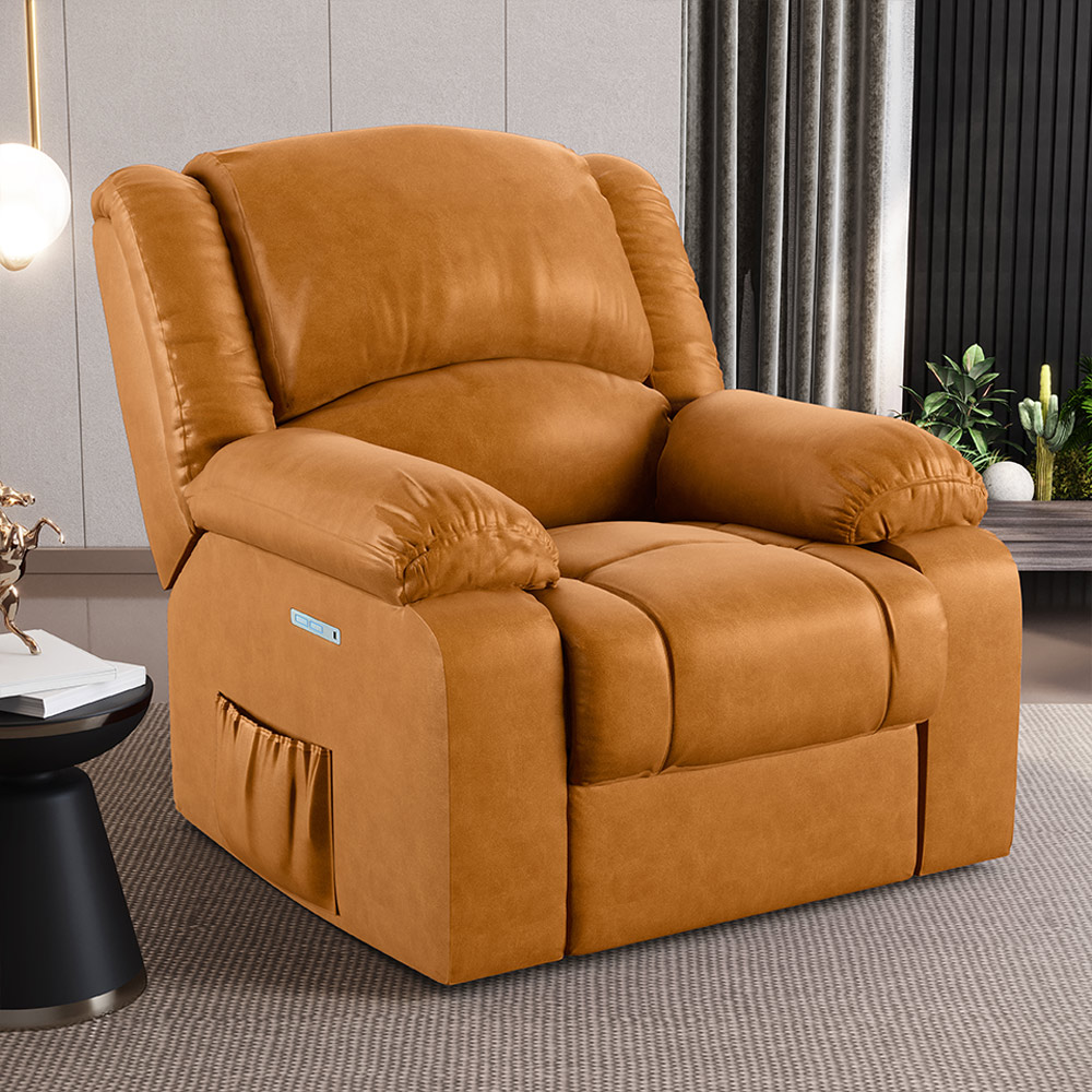 Poltrona do Papai Reclinável Sala de Cinema Madrid Elétrica Touch Massagem USB PU Whisky  G26