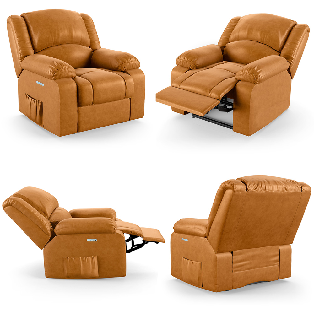 Poltrona do Papai Reclinável Sala de Cinema Madrid Elétrica Touch Massagem USB PU Whisky  G26