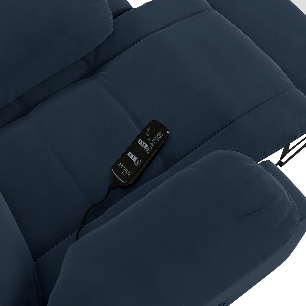 Poltrona do Papai Reclinável Sala de Cinema Madrid Elétrica Touch Massagem USB Veludo Azul  G23