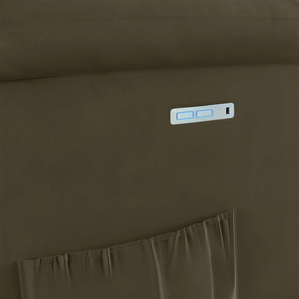 Poltrona do Papai Reclinável Sala de Cinema Madrid Elétrica Touch Massagem USB Veludo Capuccino  G23