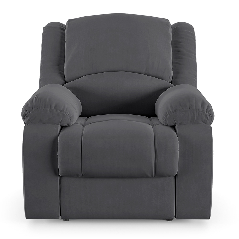 Poltrona do Papai Reclinável Sala de Cinema Madrid Elétrica Touch Massagem USB Veludo Cinza Grafite  G23