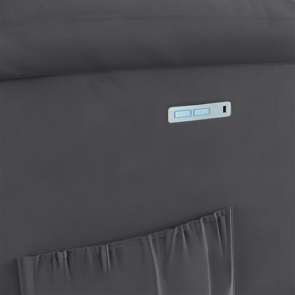 Poltrona do Papai Reclinável Sala de Cinema Madrid Elétrica Touch Massagem USB Veludo Cinza Grafite  G23