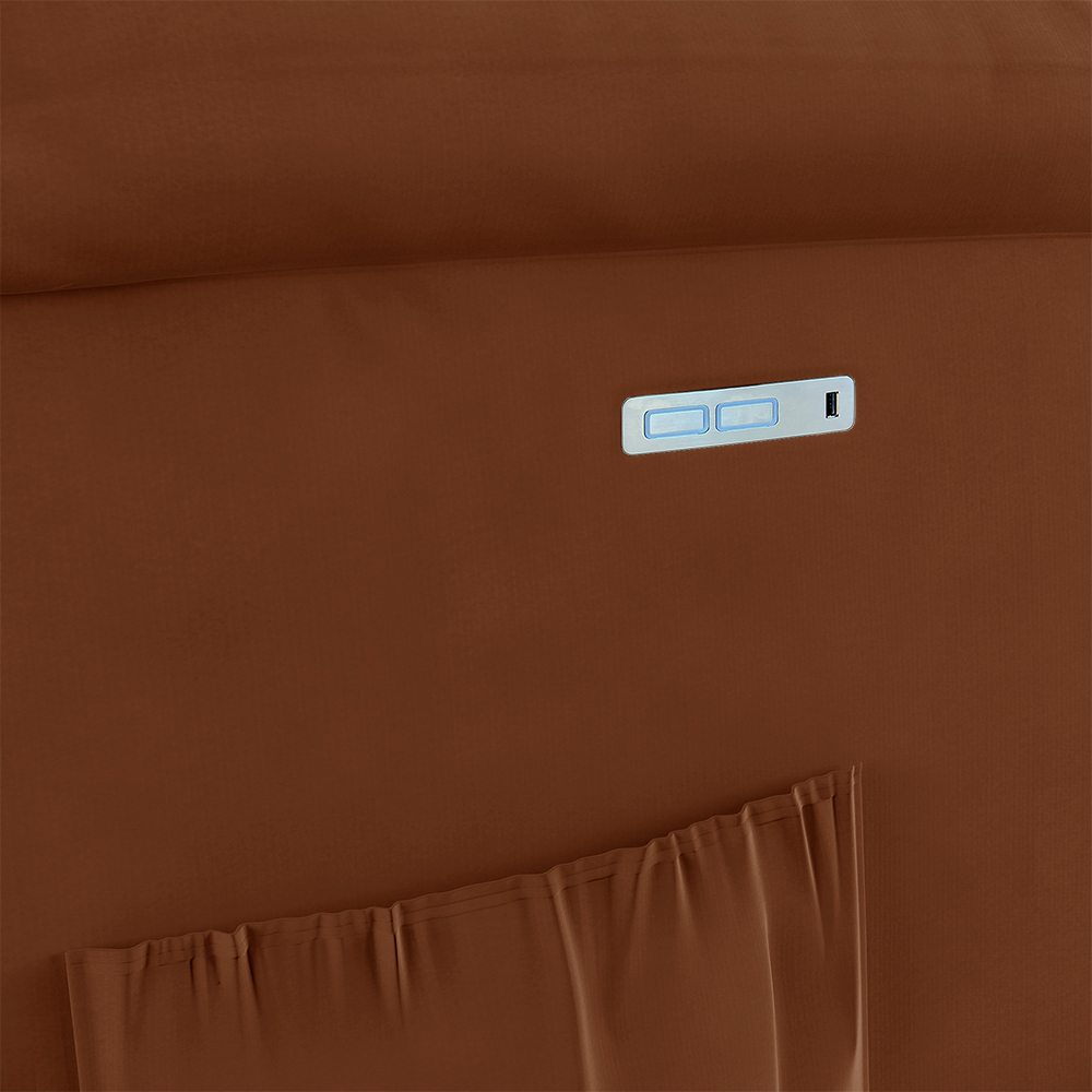 Poltrona do Papai Reclinável Sala de Cinema Madrid Elétrica Touch Massagem USB Veludo Terracota  G23