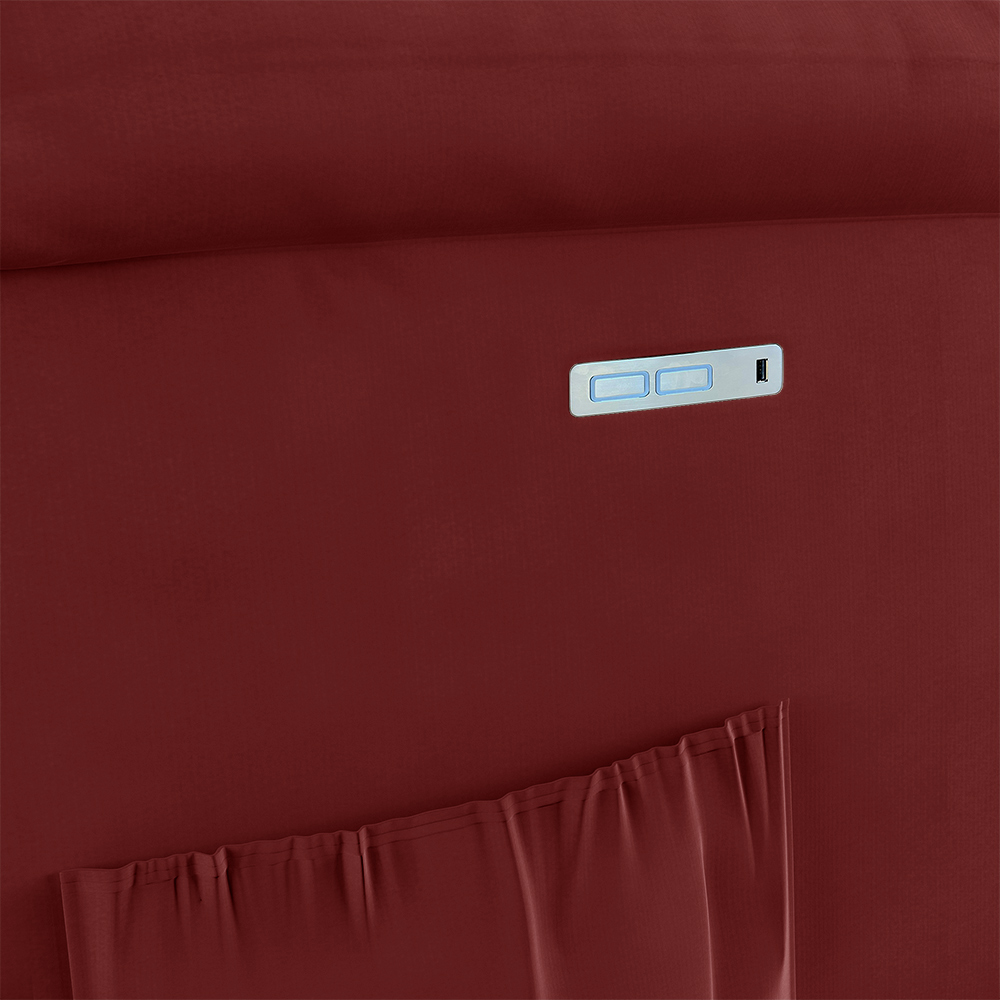 Poltrona do Papai Reclinável Sala de Cinema Madrid Elétrica Touch Massagem USB Veludo Vermelho  G23