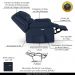 Poltrona do Papai Reclinável Sala de Cinema Madrid Elétrica Touch USB PU Azul  G23