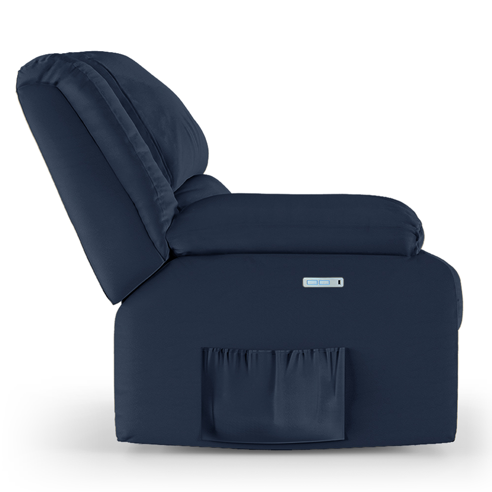Poltrona do Papai Reclinável Sala de Cinema Madrid Elétrica Touch USB PU Azul  G23