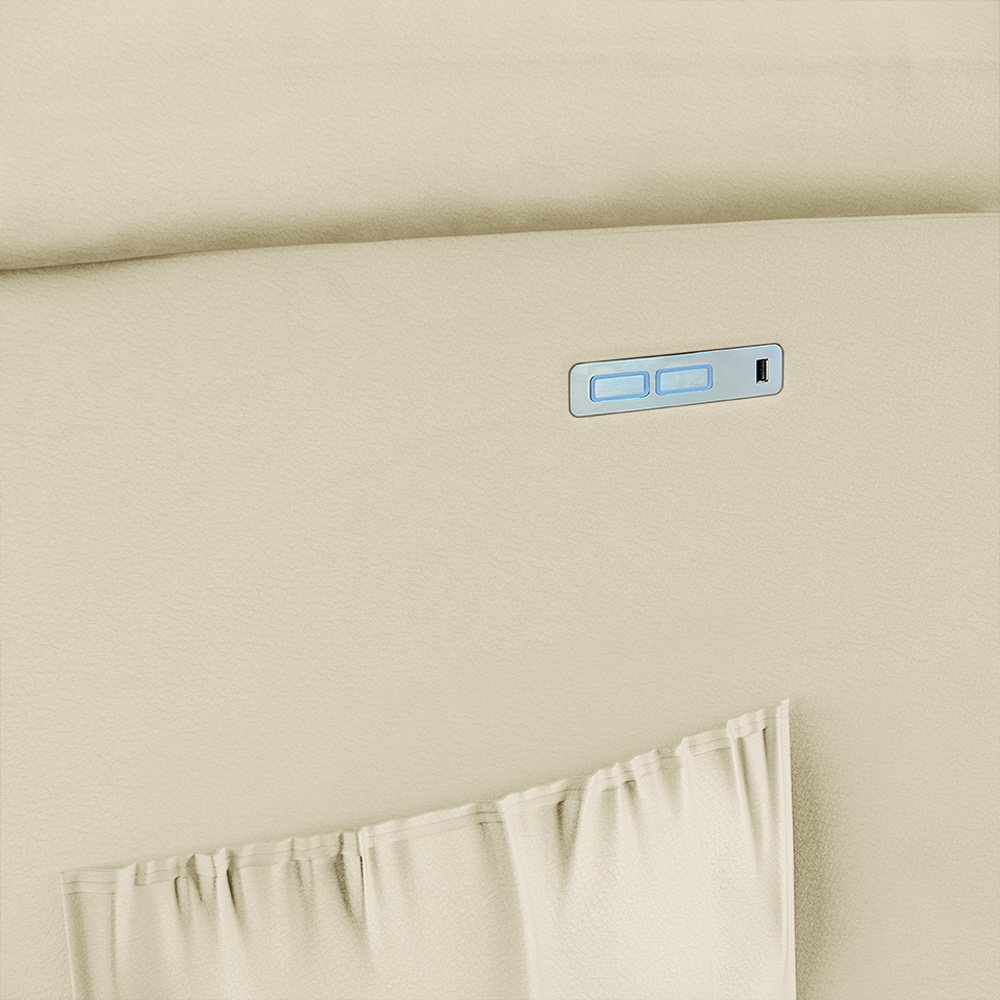 Poltrona do Papai Reclinável Sala de Cinema Madrid Elétrica Touch USB PU Bege  G26