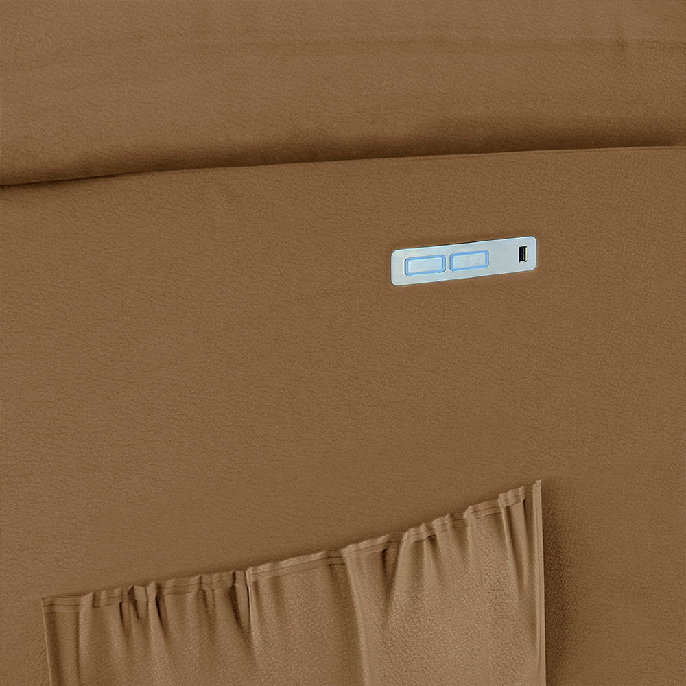 Poltrona do Papai Reclinável Sala de Cinema Madrid Elétrica Touch USB PU Caramelo  G23