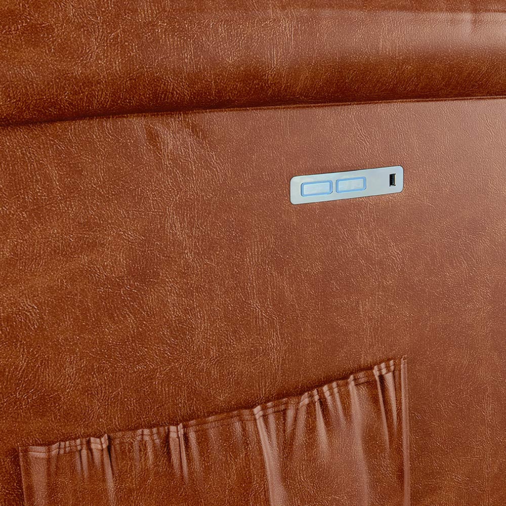 Poltrona do Papai Reclinável Sala de Cinema Madrid Elétrica Touch USB PU Caramelo Brilho  G26