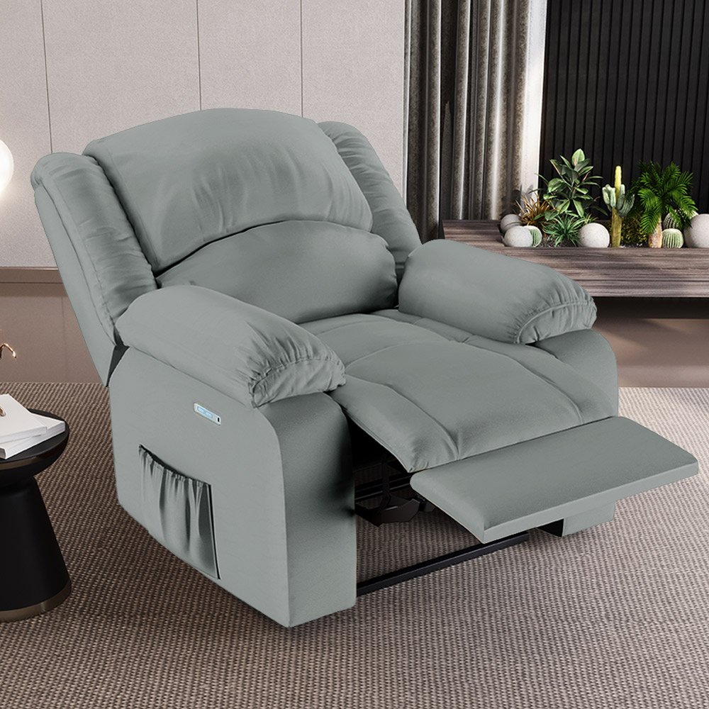 Poltrona do Papai Reclinável Sala de Cinema Madrid Elétrica Touch USB PU Cinza  G23