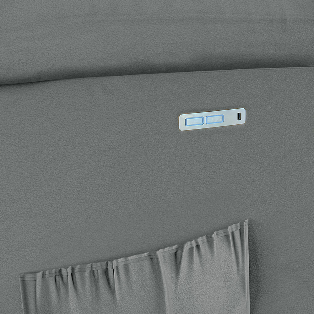 Poltrona do Papai Reclinável Sala de Cinema Madrid Elétrica Touch USB PU Cinza  G23