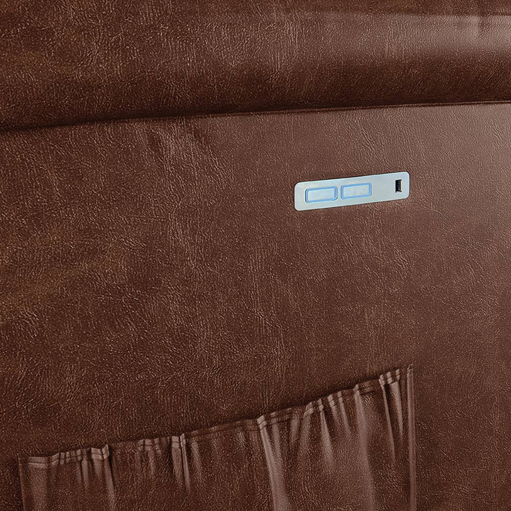 Poltrona do Papai Reclinável Sala de Cinema Madrid Elétrica Touch USB PU Marrom Brilho  G26