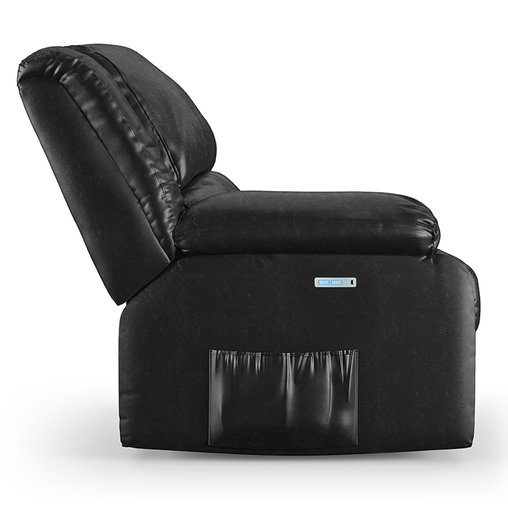 Poltrona do Papai Reclinável Sala de Cinema Madrid Elétrica Touch USB PU Preto Brilho  G26
