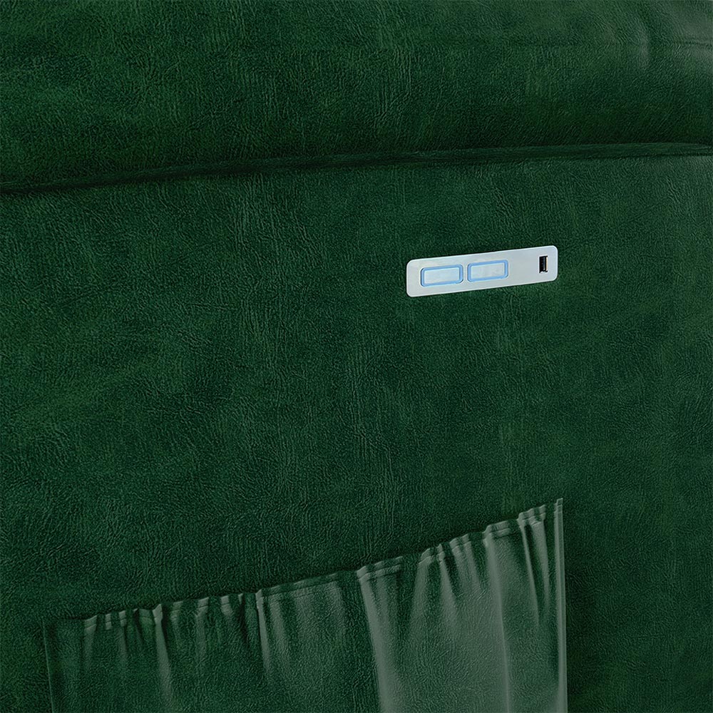 Poltrona do Papai Reclinável Sala de Cinema Madrid Elétrica Touch USB PU Verde Musgo  G26