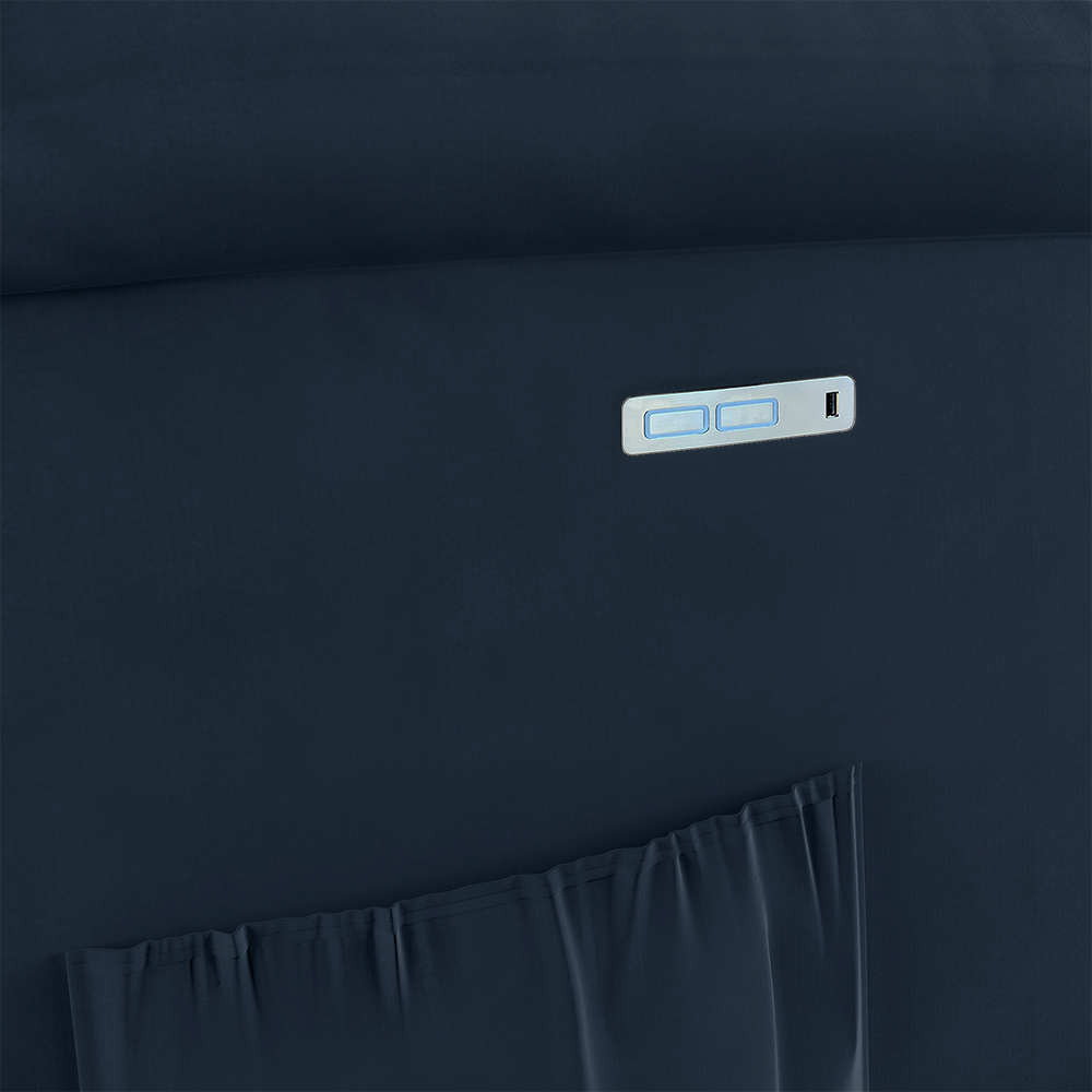 Poltrona do Papai Reclinável Sala de Cinema Madrid Elétrica Touch USB Veludo Azul  G23