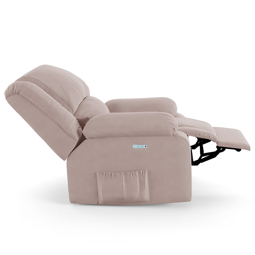 Poltrona do Papai Reclinável Sala de Cinema Madrid Elétrica Touch USB Veludo Rosê  G23