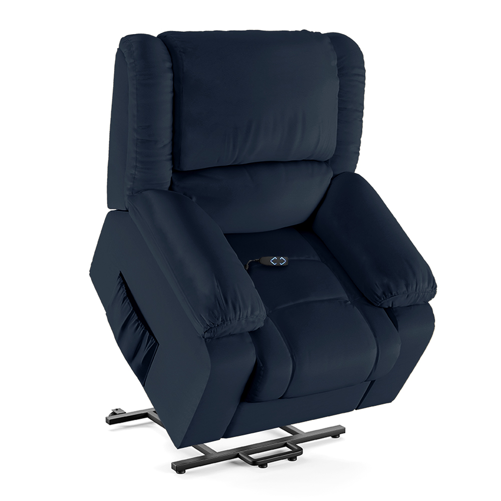 Poltrona do Papai Reclinável Sala de Cinema Madrid Elevação Lift Elétrico PU Azul  G23