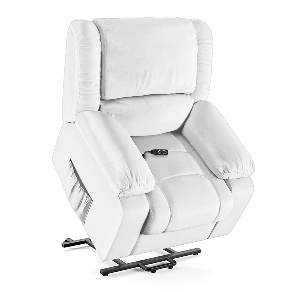 Poltrona do Papai Reclinável Sala de Cinema Madrid Elevação Lift Elétrico PU Branco  G23