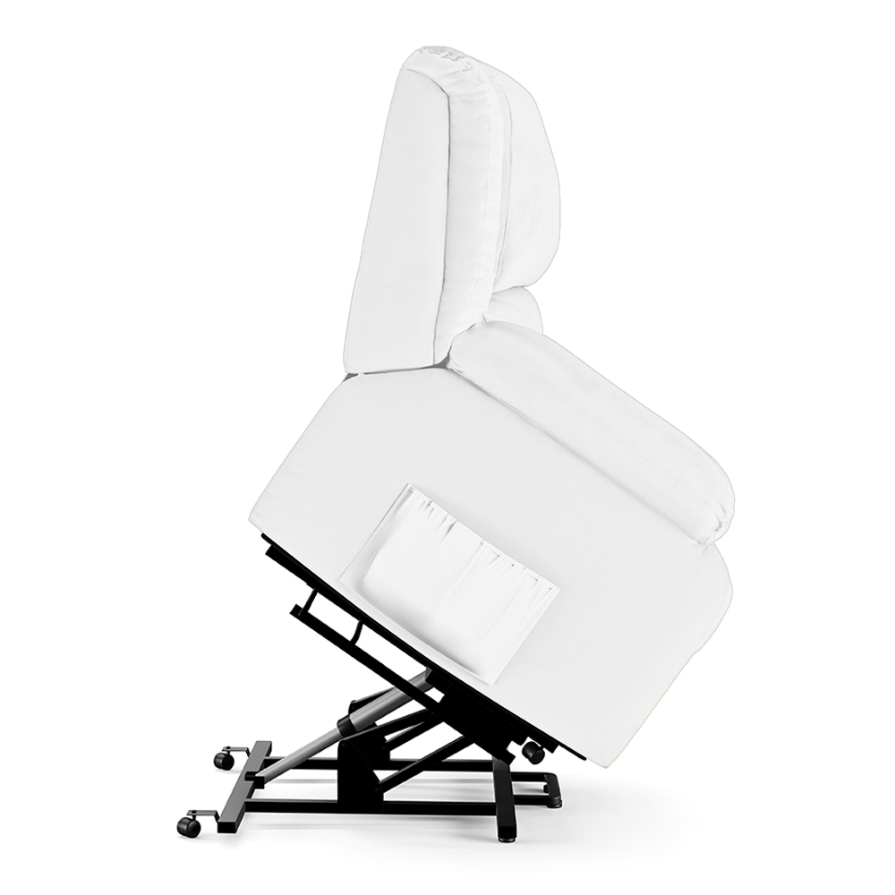 Poltrona do Papai Reclinável Sala de Cinema Madrid Elevação Lift Elétrico PU Branco  G23