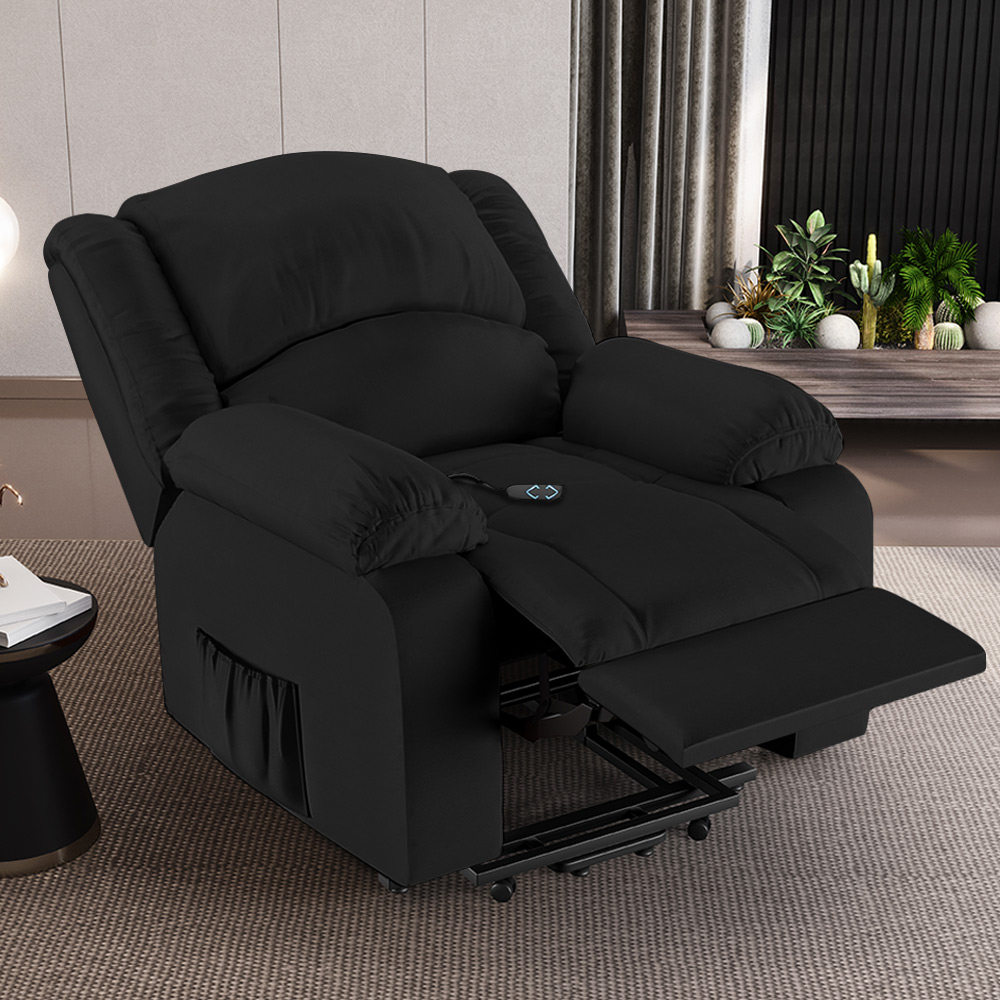 Poltrona do Papai Reclinável Sala de Cinema Madrid Elevação Lift Elétrico PU Preto  G23