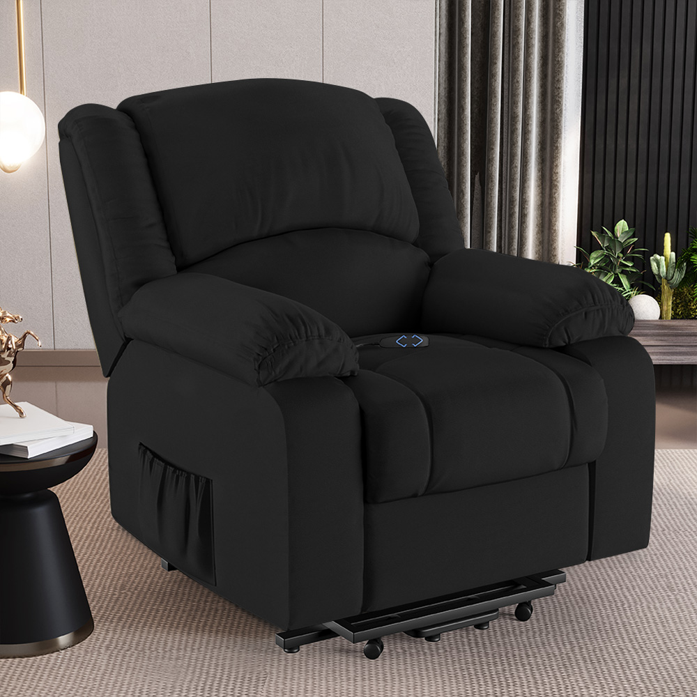Poltrona do Papai Reclinável Sala de Cinema Madrid Elevação Lift Elétrico PU Preto  G23