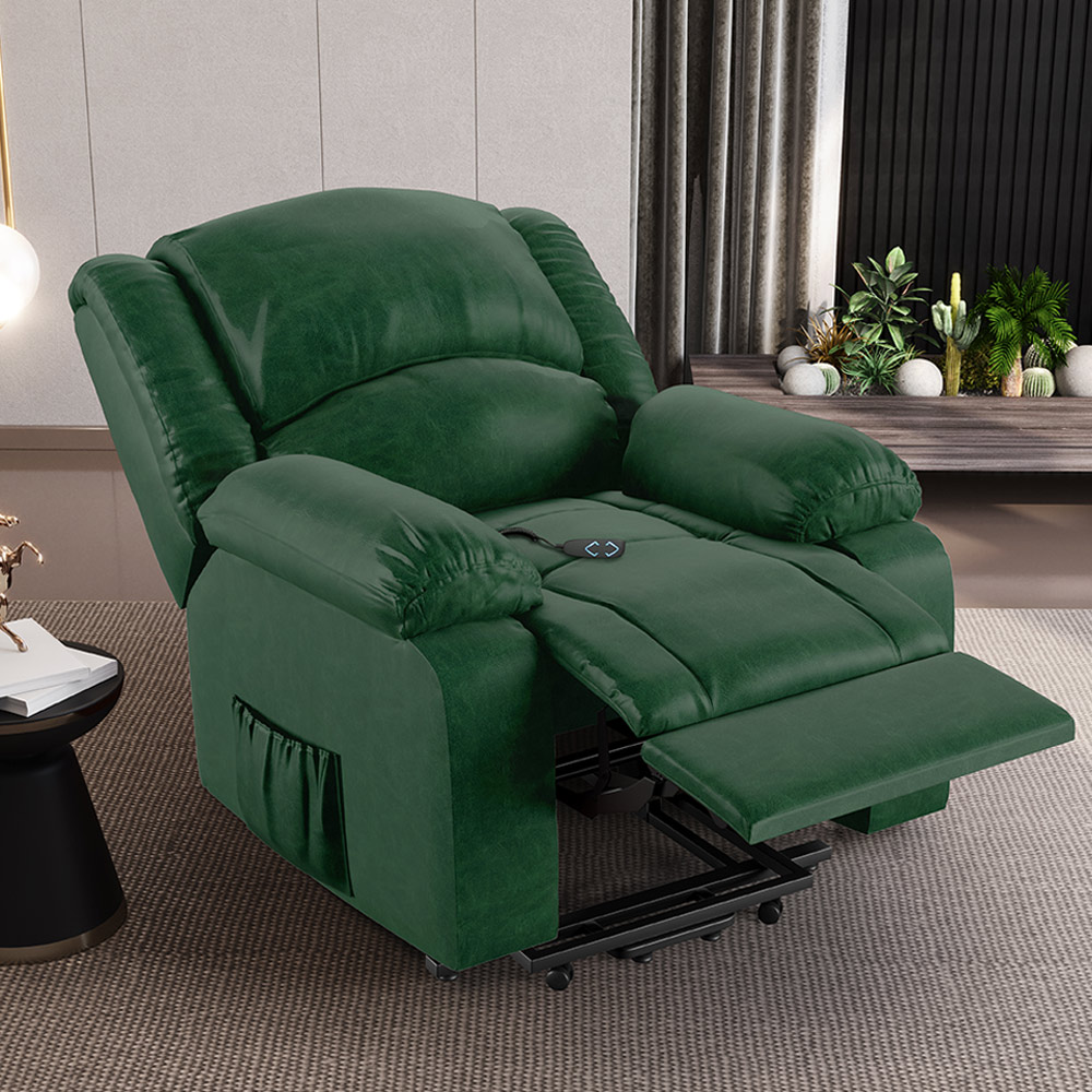 Poltrona do Papai Reclinável Sala de Cinema Madrid Elevação Lift Elétrico PU Verde Musgo  G26