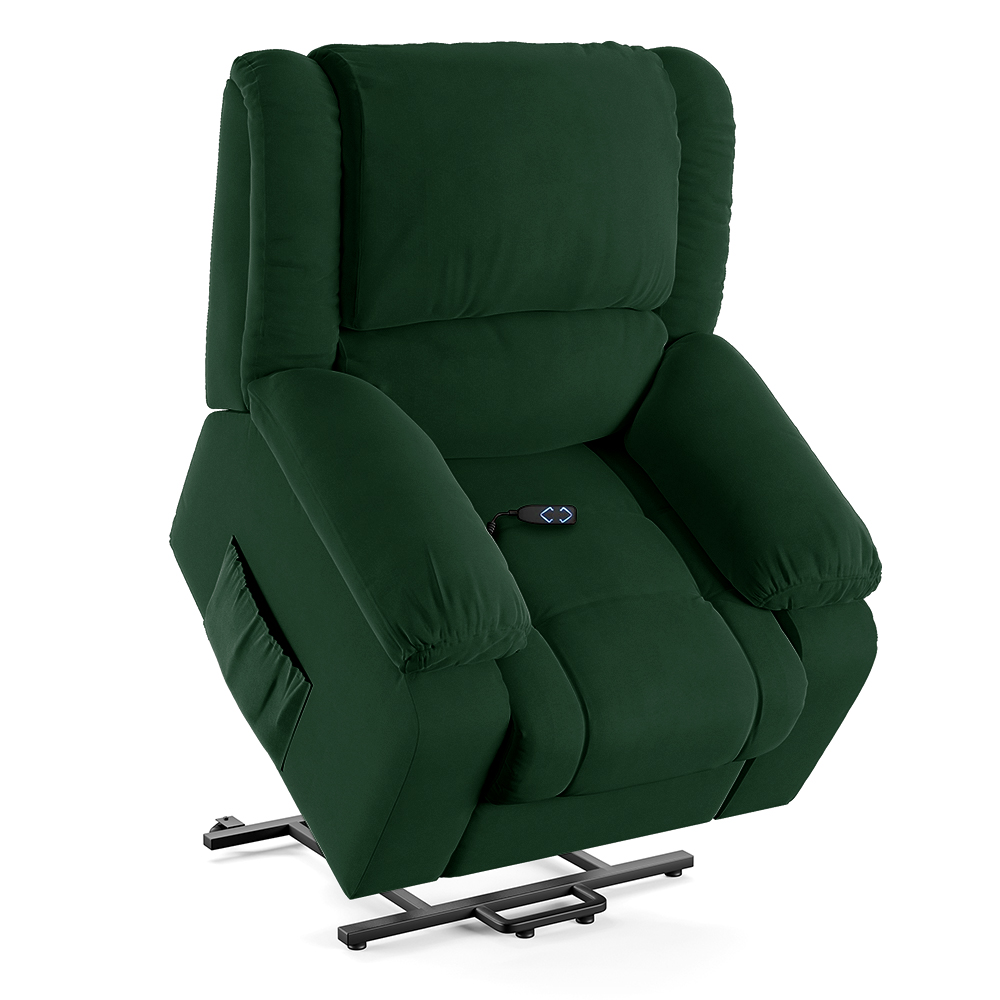Poltrona do Papai Reclinável Sala de Cinema Madrid Elevação Lift Elétrico Veludo Verde Esmeralda  G23