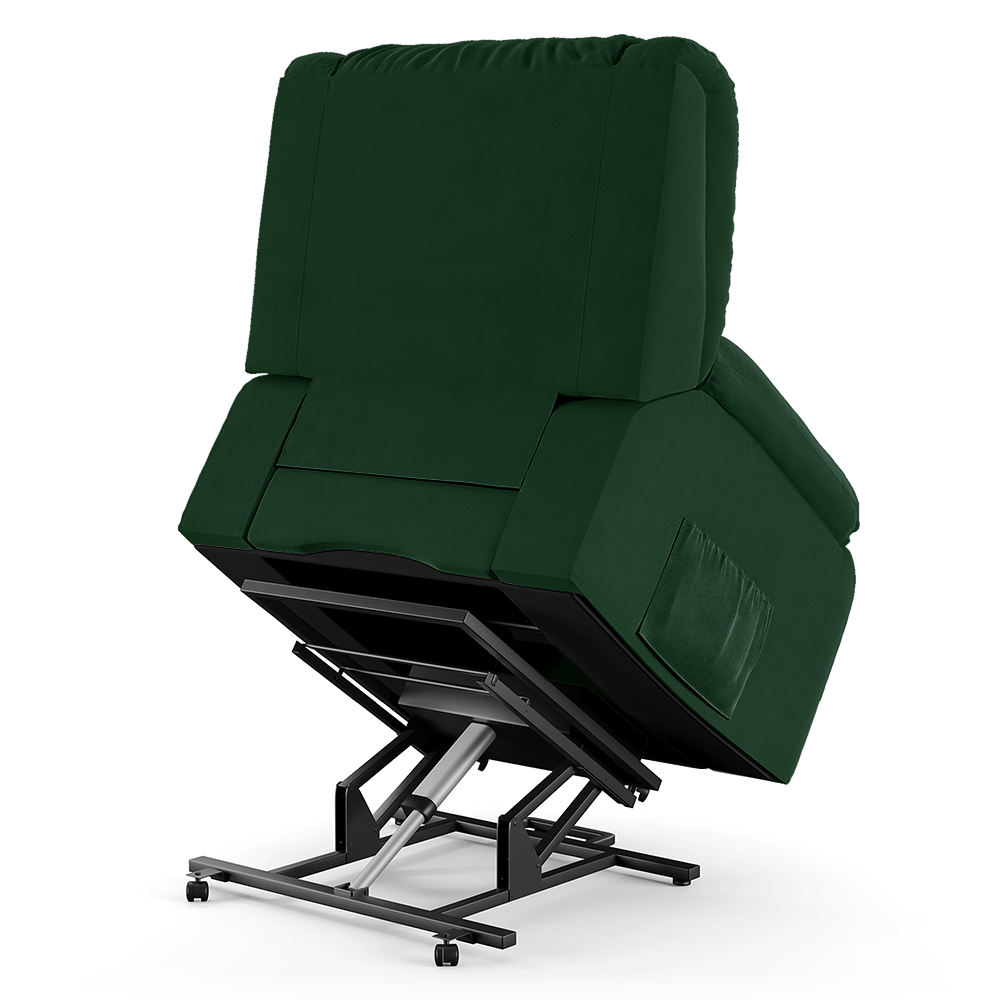 Poltrona do Papai Reclinável Sala de Cinema Madrid Elevação Lift Elétrico Veludo Verde Esmeralda  G23