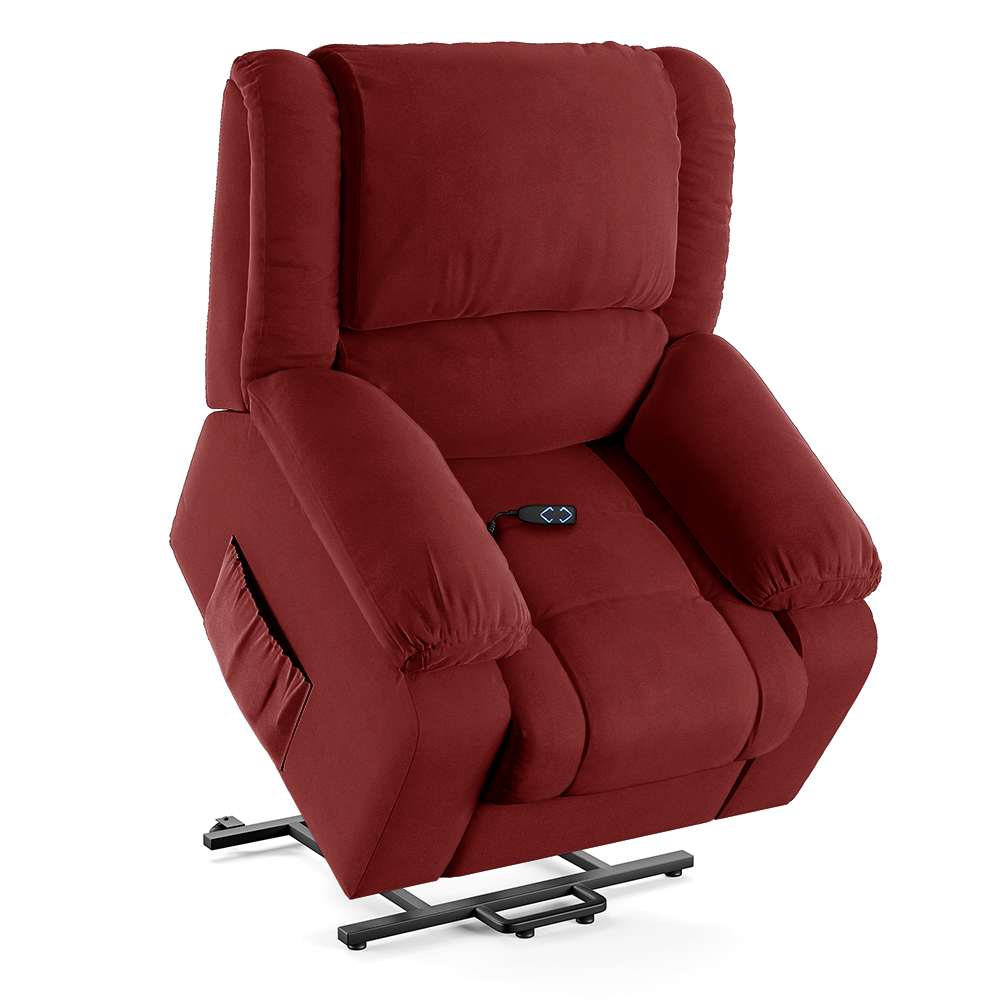 Poltrona do Papai Reclinável Sala de Cinema Madrid Elevação Lift Elétrico Veludo Vermelho  G23