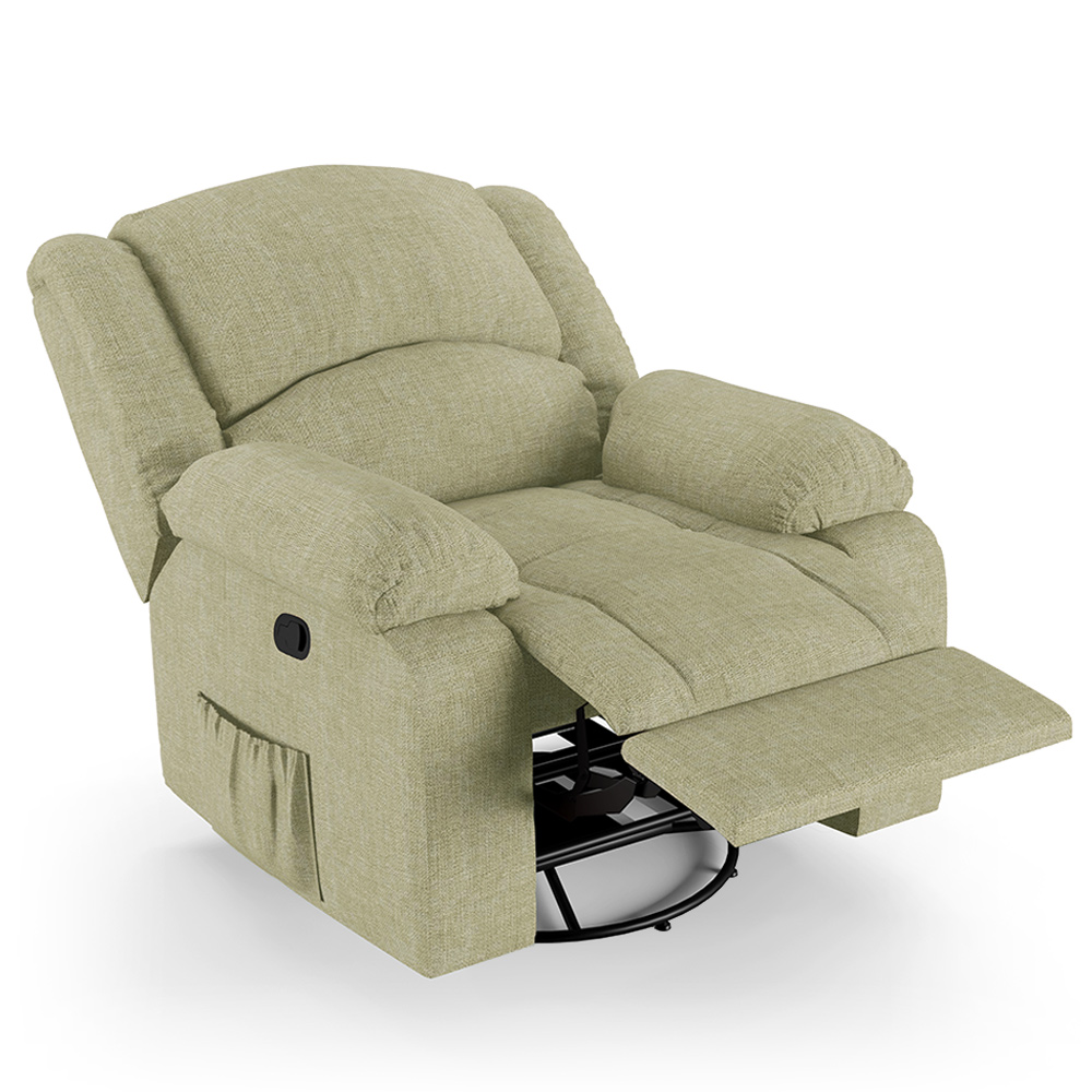 Poltrona do Papai Reclinável Sala de Cinema Madrid Glider Manual Giratória Linho Bege  G26