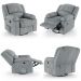 Poltrona do Papai Reclinável Sala de Cinema Madrid Glider Manual Giratória Massagem USB Linho Cinza  G26