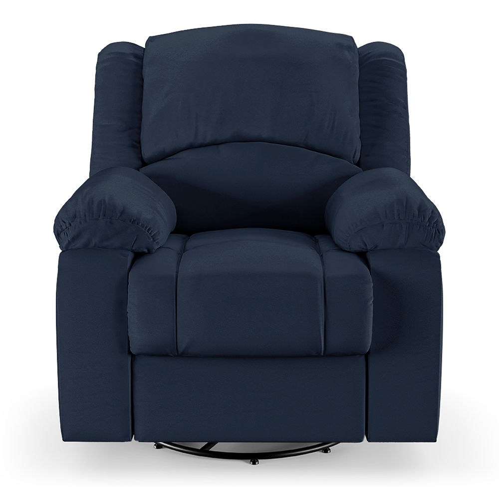 Poltrona do Papai Reclinável Sala de Cinema Madrid Glider Manual Giratória Massagem USB PU Azul  G23
