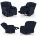 Poltrona do Papai Reclinável Sala de Cinema Madrid Glider Manual Giratória Massagem USB PU Azul  G23