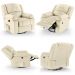Poltrona do Papai Reclinável Sala de Cinema Madrid Glider Manual Giratória Massagem USB PU Bege  G26