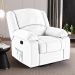 Poltrona do Papai Reclinável Sala de Cinema Madrid Glider Manual Giratória Massagem USB PU Branco  G23